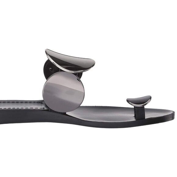 TORY BURCH  $348 Patos Multi-Disk Sandal Black Two Tone Metal Silver - Picture 5 of 13